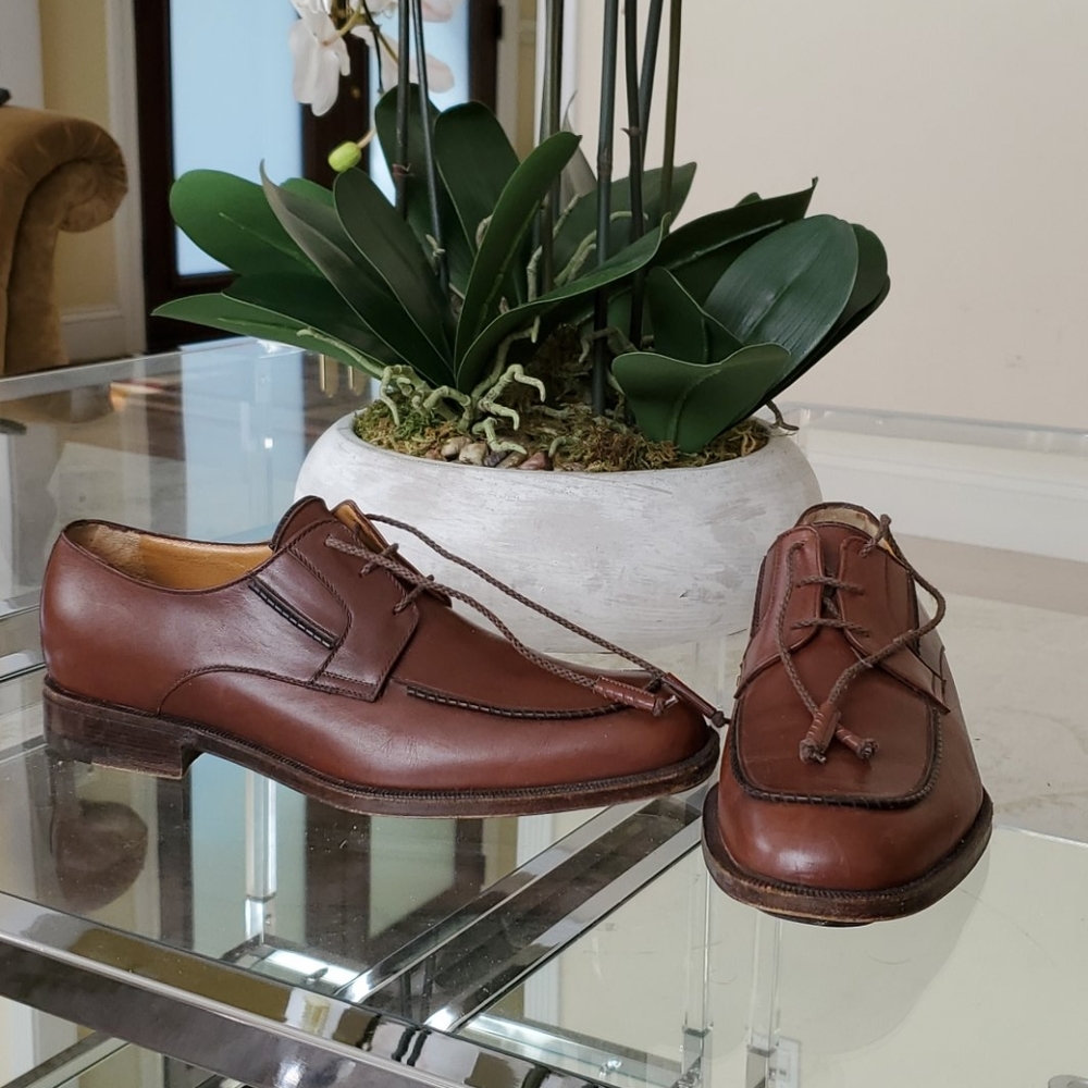 MEN'S A. TESTONI BROWN LEATHER SHOES ITALY